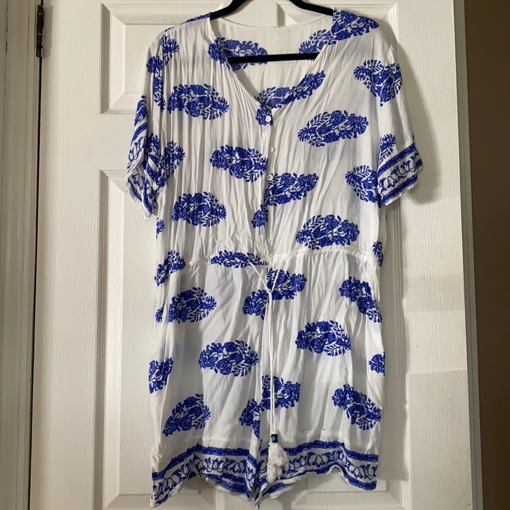 BLUE AND WHITE ROMPER